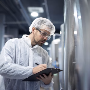 Technician controlling manufacturing process