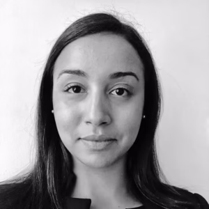 New employee Maria De Matos. Black and white photo