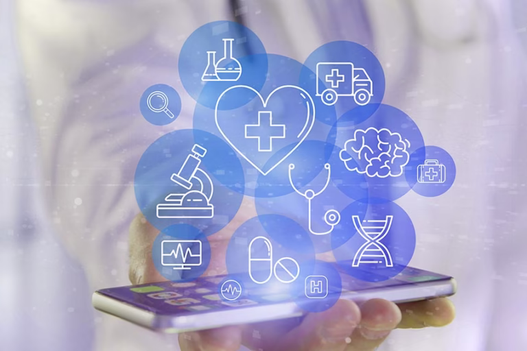 Medical icons over a smartphone